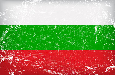 Bulgarian flag with scratches. Colored vector background.のイラスト素材
