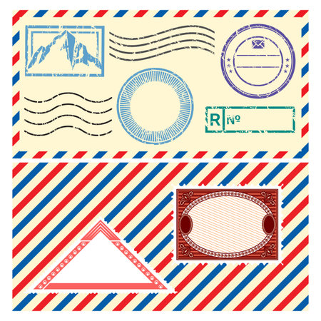 A set of color vector templates for designing a postal envelope.のイラスト素材