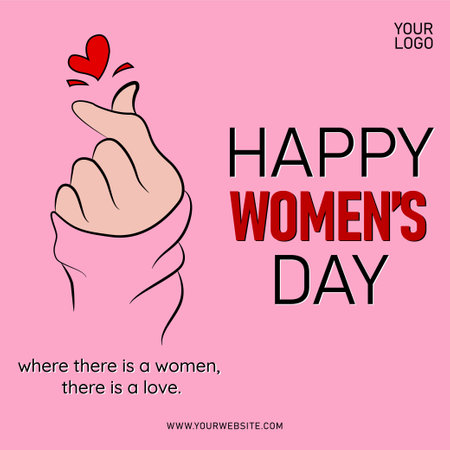 Happy Women's Day post for social media uploading in K - POP style with BTS army hand heartのイラスト素材