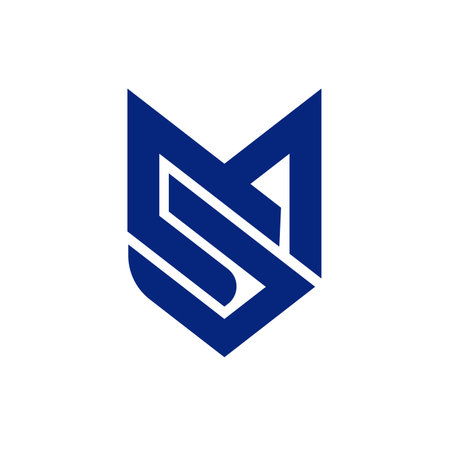 Initial letter M plus S lettermark logo with shield icon design template elements for your application or corporate identity.のイラスト素材