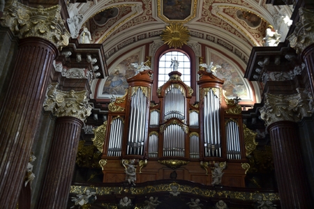 Interior of Baroque Collegiate Church in Poznan