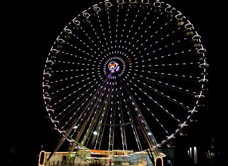 the big ferris wheel with night time, in Essen, Germanyのeditorial素材