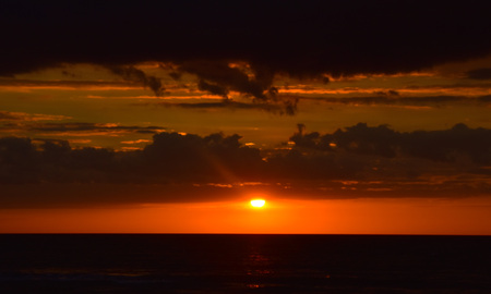 Golden sunset on beach, Sarbinowo, Polandの写真素材