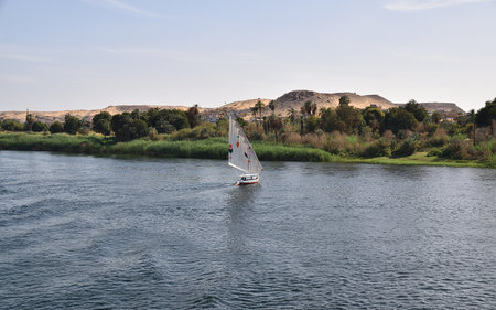 Sailing on the Nile river at Luxor, Egypt, Africa