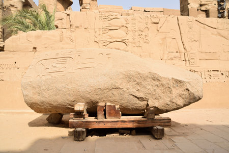 Ancient Egyptian hieroglyphs in the temple of Karnakの写真素材