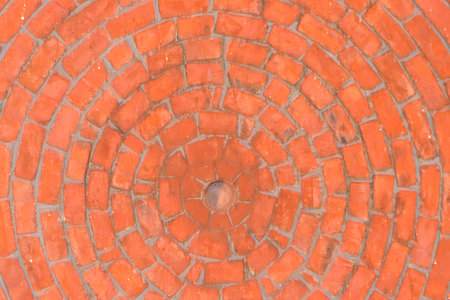 Background of red brick wall texture, closeup of photo, squareの写真素材