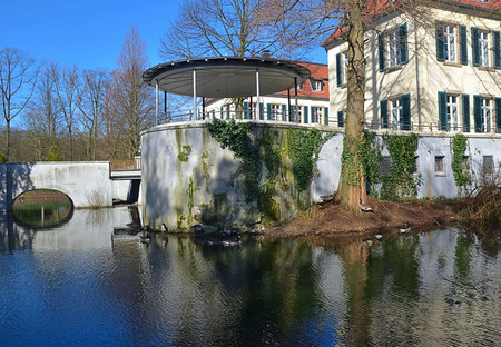 Waterfront house in the old town of Bruges, Belgiumの写真素材