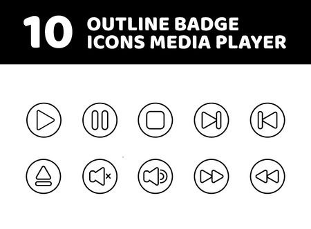 vector illustration media player video movie outline flat modern simple badge and colorful icon set styleのイラスト素材
