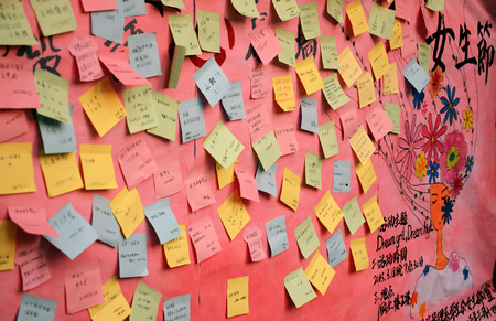 wishes note on the boardのeditorial素材