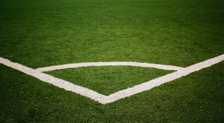 Football  field corner with white marksの写真素材