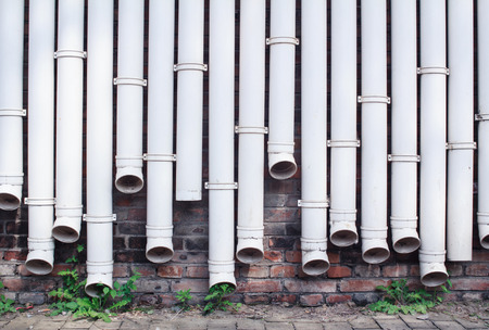 white water pipes as wallの写真素材