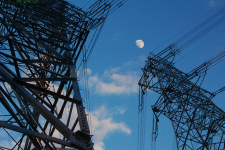 High voltage tower with sky backgroundの写真素材