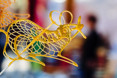 Chinese sugar painting, traditional Beijing craftの写真素材