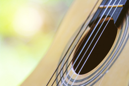 Classical guitar on the windowの写真素材