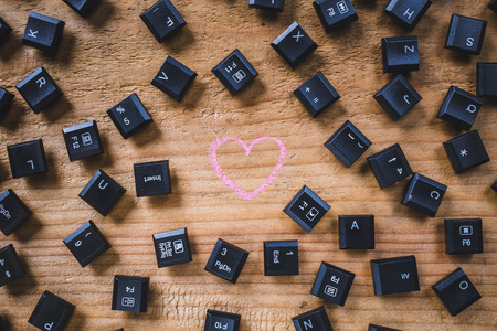 Keyboard keys on the board,"i love you"の写真素材