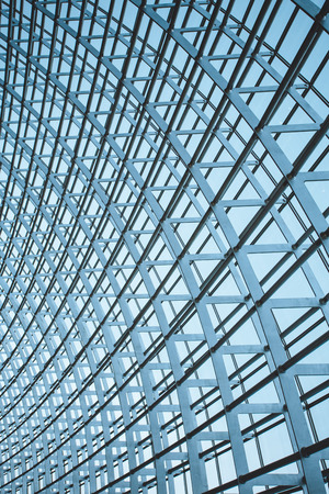 The steel structure of the glass wall in Beijingのeditorial素材