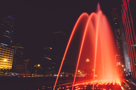 Musical fountain in the night,Beijingのeditorial素材