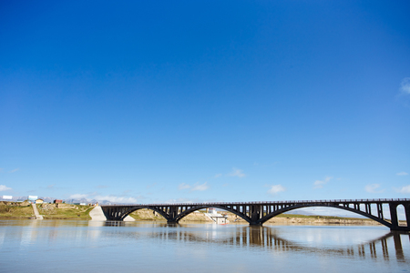 The Yellow River Bridge in Gansu province, Chinaの写真素材