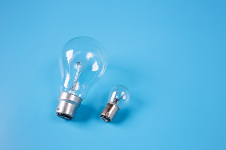 Incandescent light bulbs with blue backgroundのeditorial素材