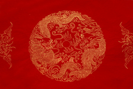 red rice paper with golden patternの写真素材