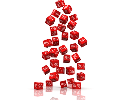 Red percent cubes on whiteの写真素材