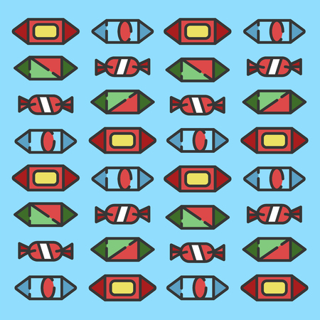 Sweets candy category icon, vector line illustration for shop and symbol of cafe. Traditional Russian sweets and Candy.のイラスト素材
