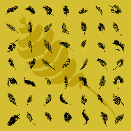 Natural raw Ink palm leaf Paintings.のイラスト素材