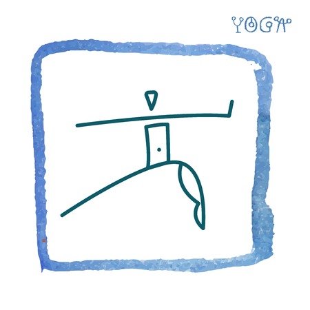 Vector watercolor yoga icon, linear ornamental logo design, line yoga badge. Graphic design element in contour for the creation of banner for the spa center of yoga school studio.のイラスト素材