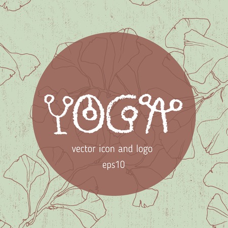 Vector yoga icon, linear ornamental logo design, line yoga badge. Graphic design element in contour for the creation of banner for the spa center of yoga school studio.のイラスト素材