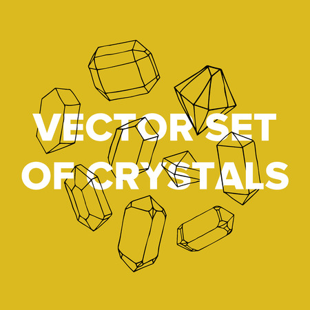 Vector symbol of ink yellow crystal with geometrical linear flat diamond. Trendy icon terrarium.のイラスト素材