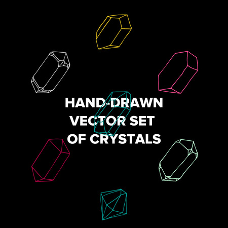 Vector symbol of ink colorful crystal with geometrical linear flat diamond. Trendy icon terrarium.のイラスト素材