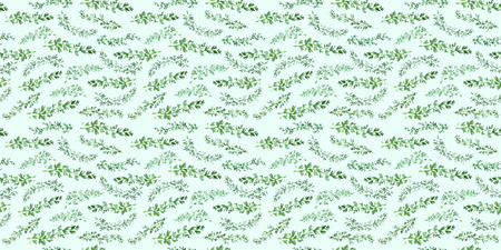 Seamless green thyme pattern, Watercolor herbal decor, cooking spices background with natural...