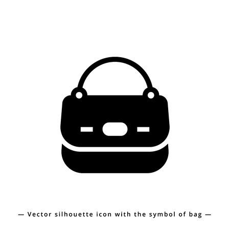 Icon leather handbag with trendy symbol for shop clothes with tote, shopper, hobo, bucket, satchel and pouch bag. Icon handbag silhouette for app, e-shop business.のイラスト素材