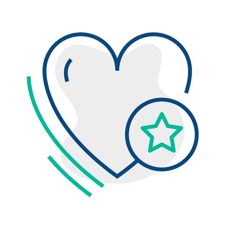 Vector icon favorite in trendy minimalistic line style. Thin linear heart sign for UI button, mobile app, website interface. Contour star icon or help center symbol. Outline emblem of favorite.のイラスト素材