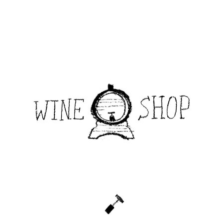 Wine shop logo design template. Wine barrel doodle. Winery sign template. Hand drawn pencil illustration for Wine shop and store symbol with crayon texture. Emblem for vineyard.のイラスト素材