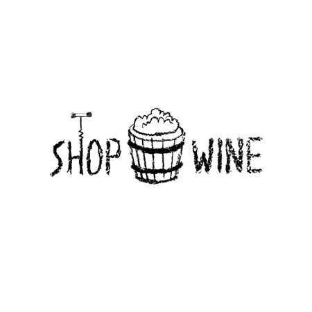 Wine barrel doodle. Winery sign template. Hand drawn pencil illustration for Wine shop and store symbol with crayon texture. Emblem for vineyard, insignia biodynamic wines.のイラスト素材