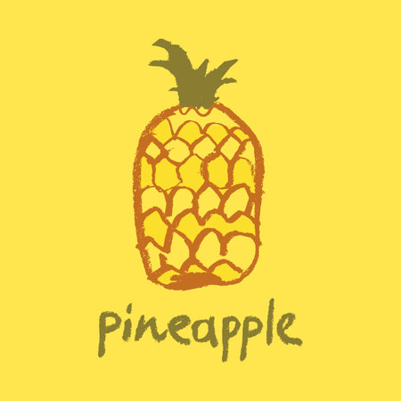Pineapple icon. Hand drawn vector illustration isolated on yellow background.のイラスト素材