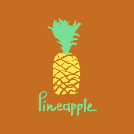 Pineapple vector illustration. Hand drawn pineapple with lettering.のイラスト素材