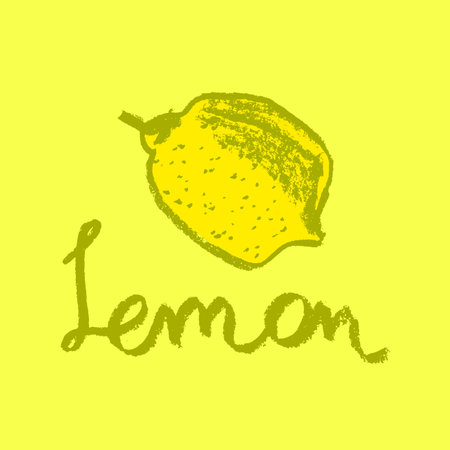 Lemon logo design. Hand drawn vector illustration. Lettering template. Vector illustration.のイラスト素材