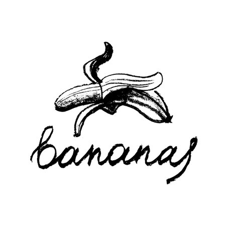 Banana lettering. Hand drawn sketch style. Vector illustration.のイラスト素材
