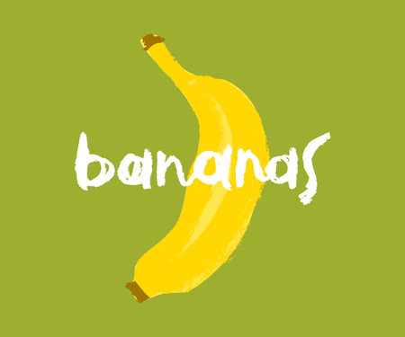 Banana lettering. Hand drawn vector illustration. Lettering.のイラスト素材