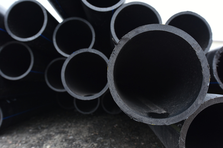 Large Black Plastic Pipes for Water Supply.