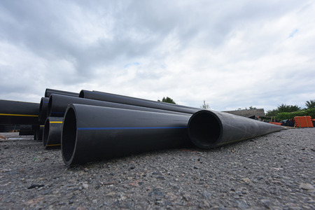 Large Black Plastic Pipes for Water Supply.