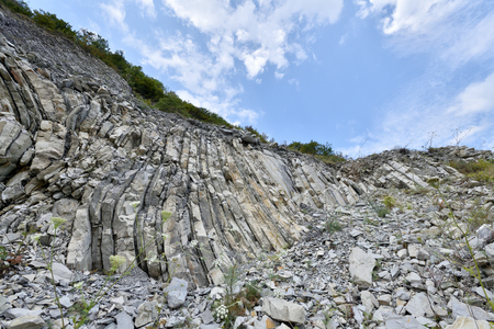 Beautiful structure of the rock, consists of a solid rock in the form of layersの写真素材