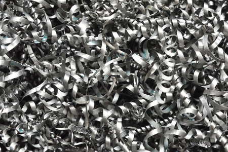 A lot of metal shavings after working on a milling machine or CNC machine.の写真素材