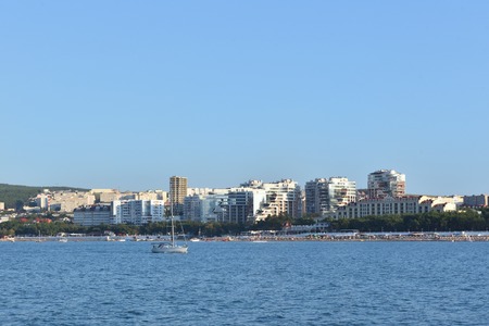 Evening city landscape on the Black Sea coast, Gelendzhik cityの写真素材