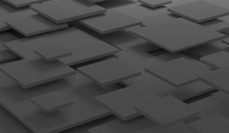 3d render gray background with flat squares at different levelsの写真素材