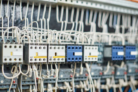 STARIY OSKOL, RUSSIA - MARCH 10, 2020: Electrical control panel for controlling equipment in the factoryのeditorial素材