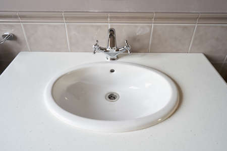 Modern oval and white bathroom sinkの写真素材