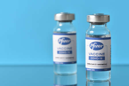 STARIY OSKOL, RUSSIA - NOVEMBER 23, 2020: Coronavirus vaccine announced by Pfizer and Biontech on...